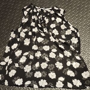 ALFRED SUNG Black and White Floral Blouse